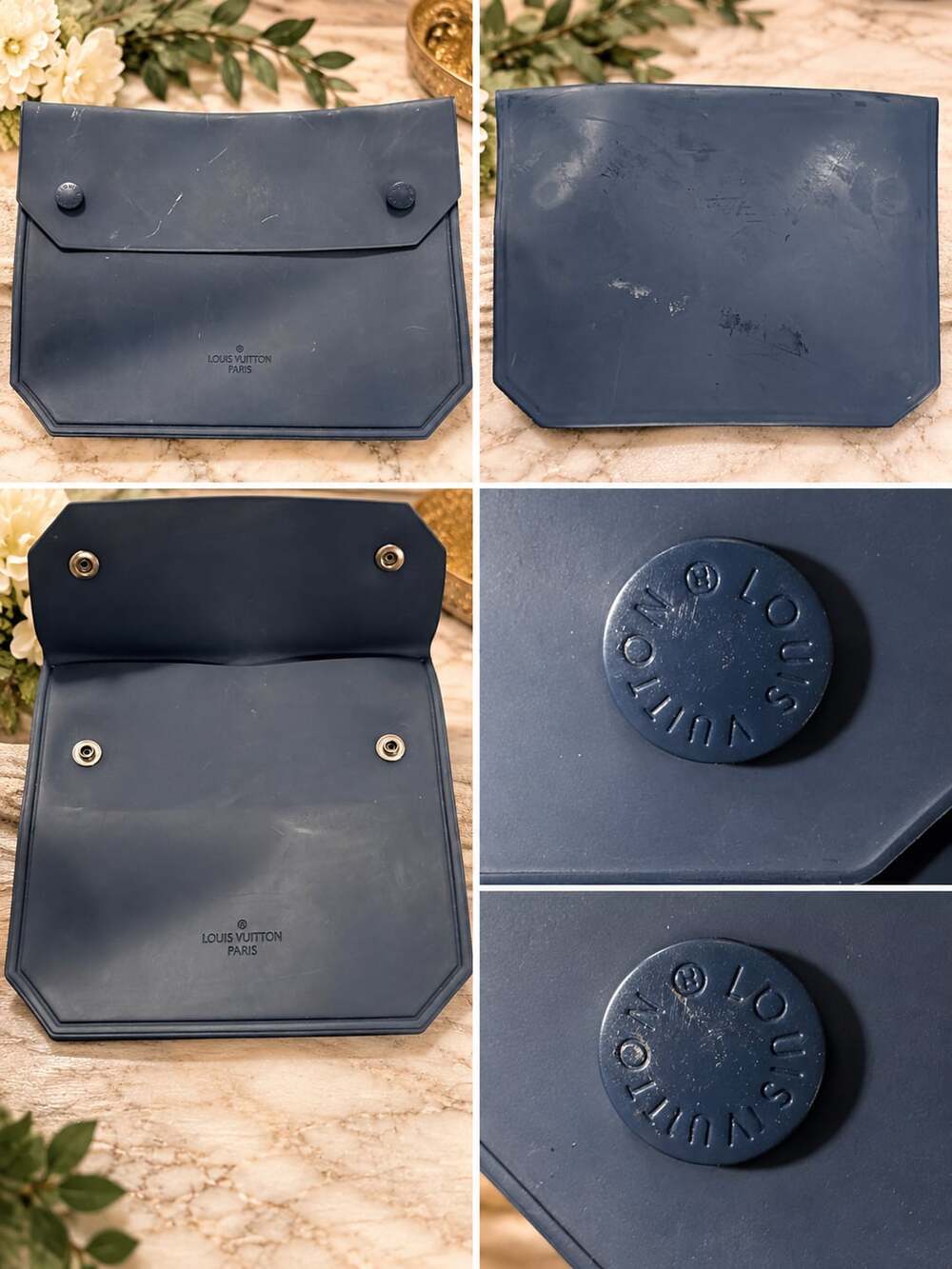 Louis Vuitton Blue Rubber Pouch Travel Case
